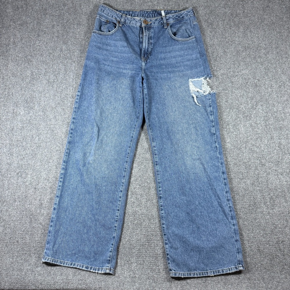 One Teaspoon Jeans Jackson Mid Waist Wide Leg Denim Jeans - Rosewood Womens 31